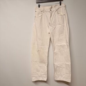 Zara Off-White Straight Leg Jeans